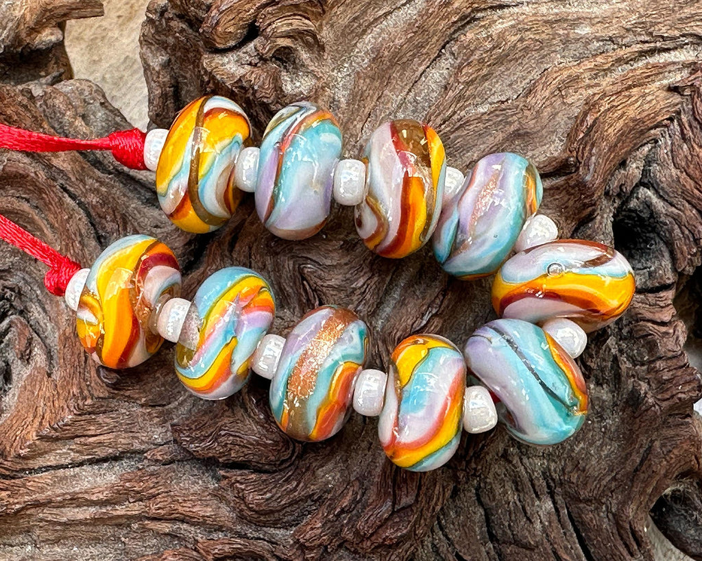 rainbow lampwork beads