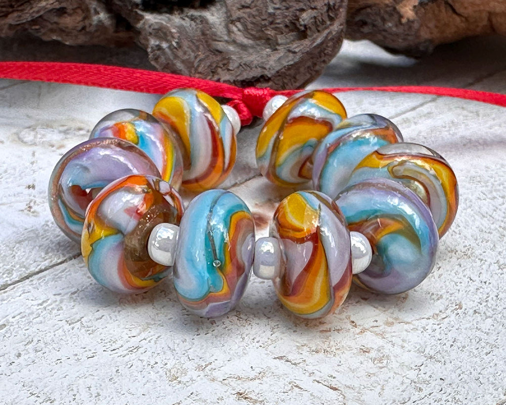 rainbow lampwork beads