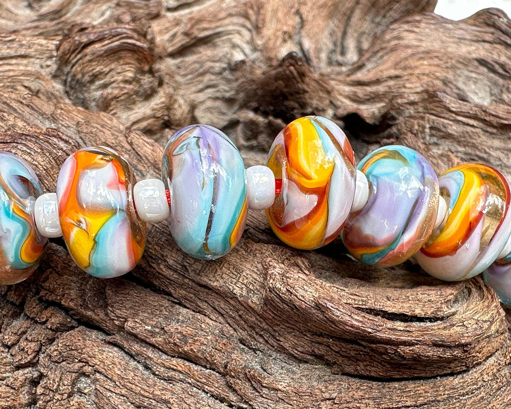 rainbow lampwork beads