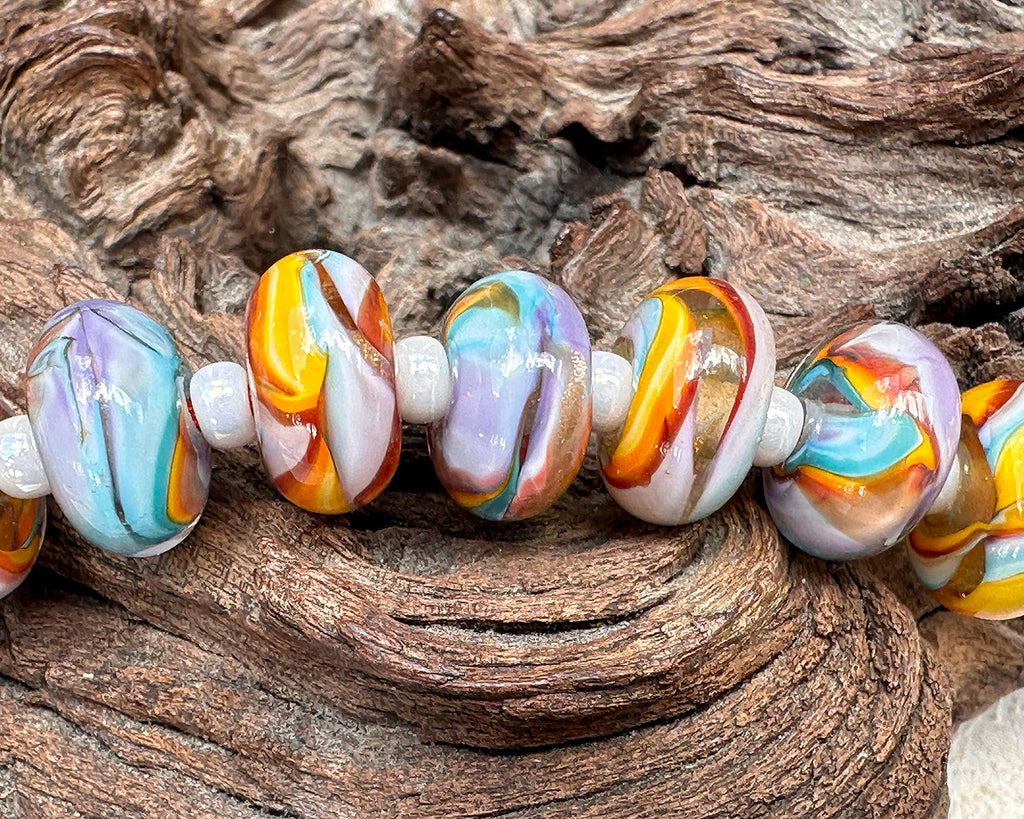 rainbow lampwork beads