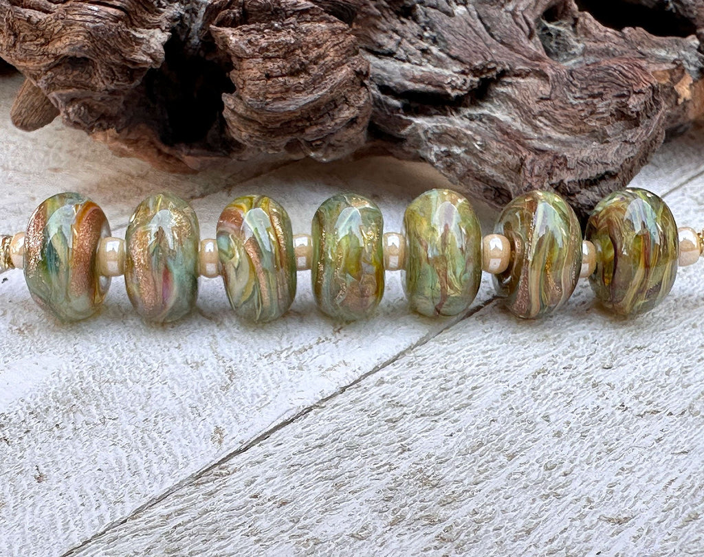 green lampwork beads