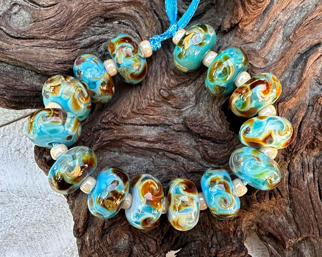 turquoise lampwork beads