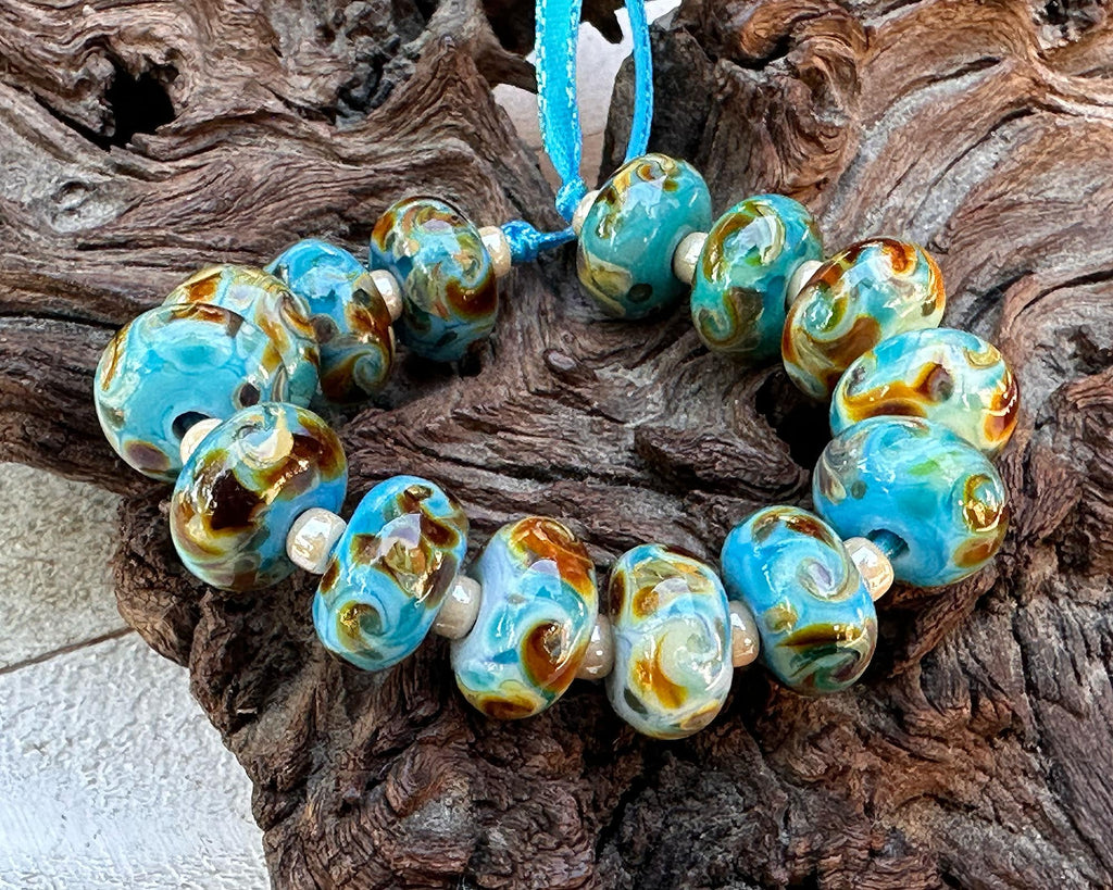 turquoise lampwork beads