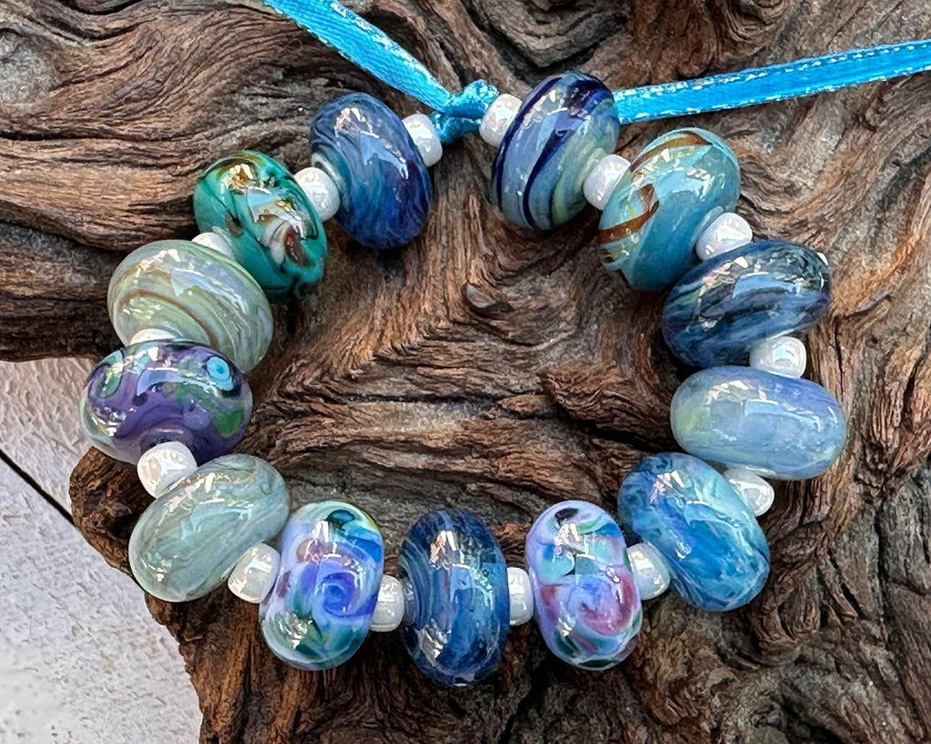 blue lampwork beads