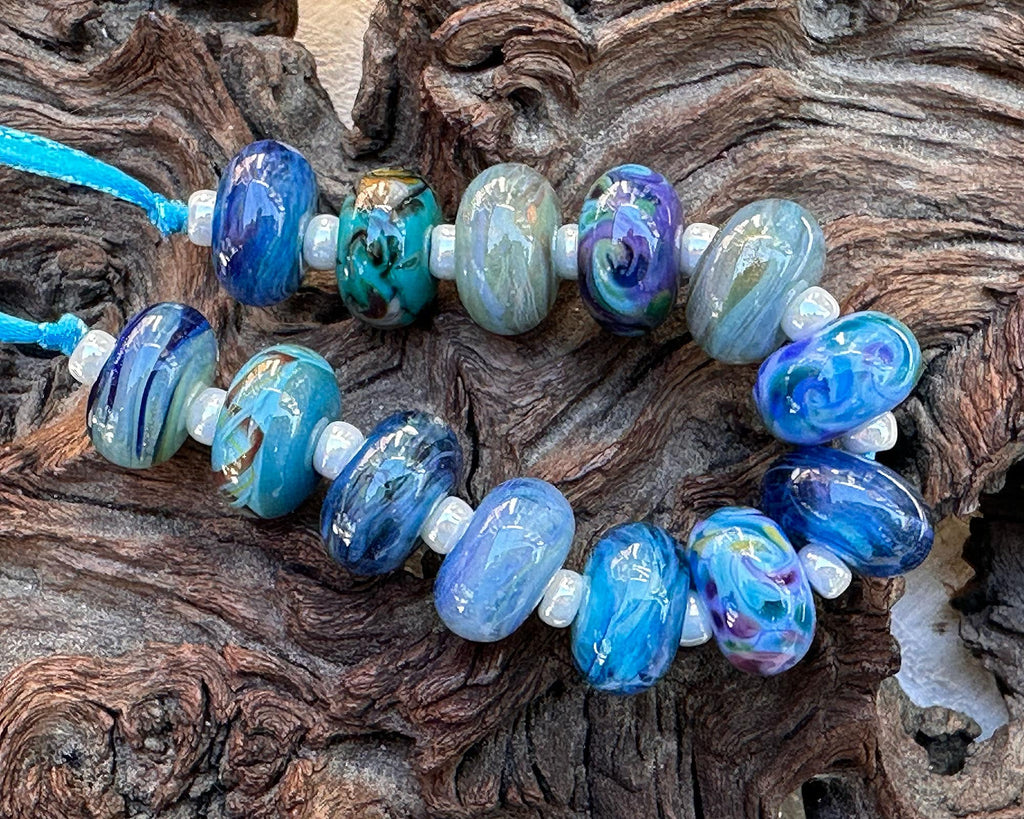 blue lampwork beads