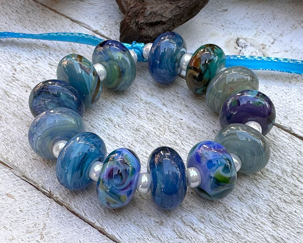 blue lampwork beads