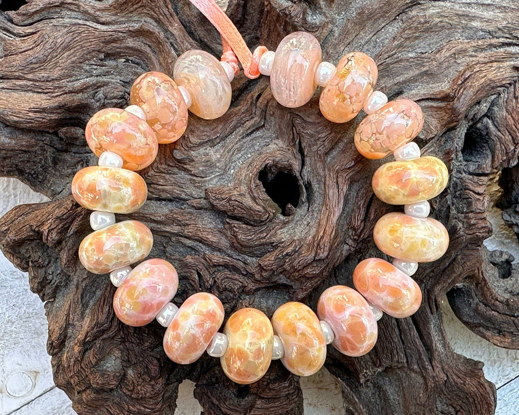 peach lampwork beads