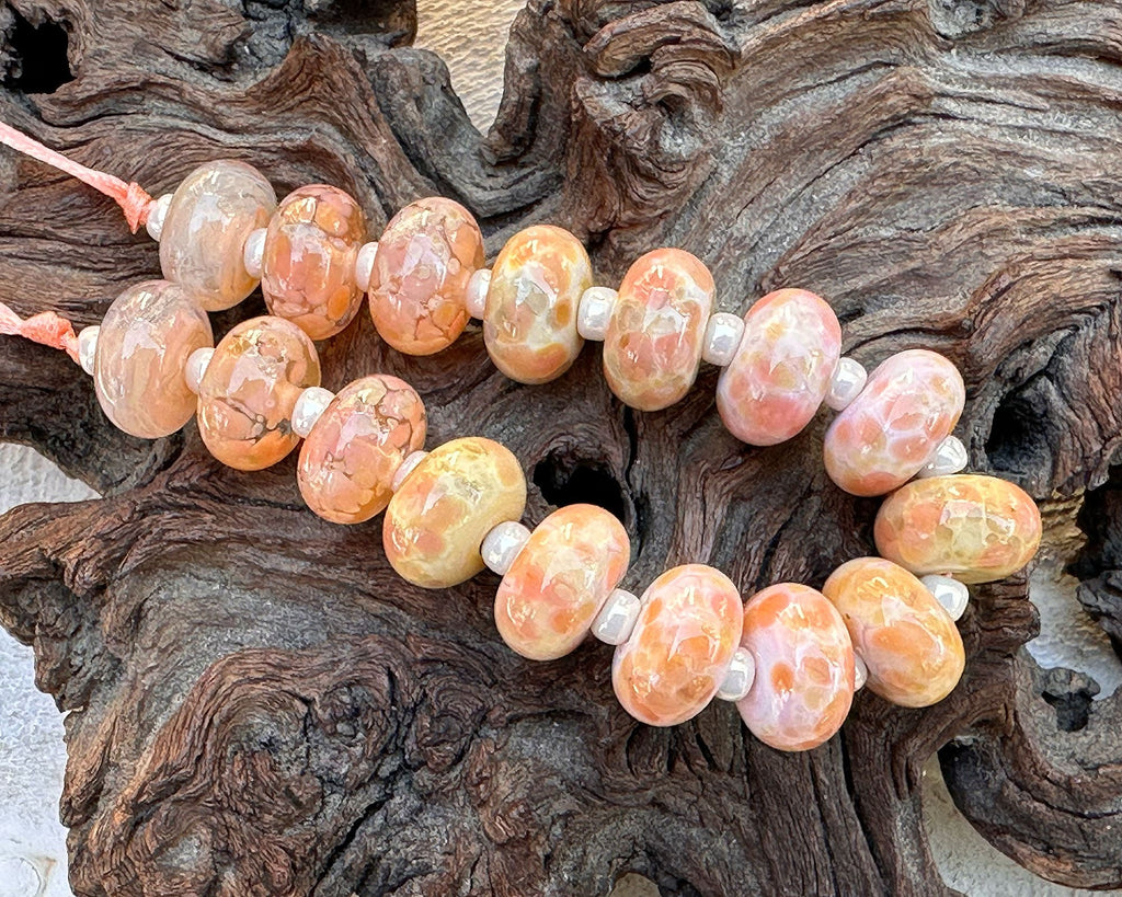 peach lampwork beads