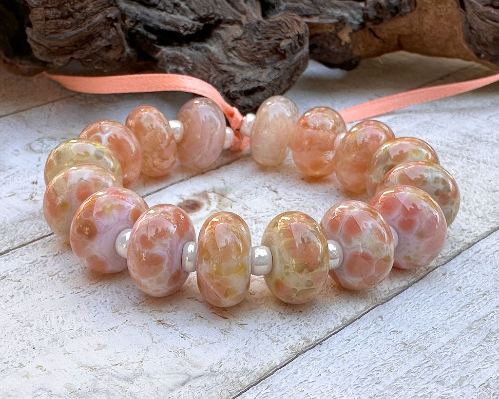 peach lampwork beads