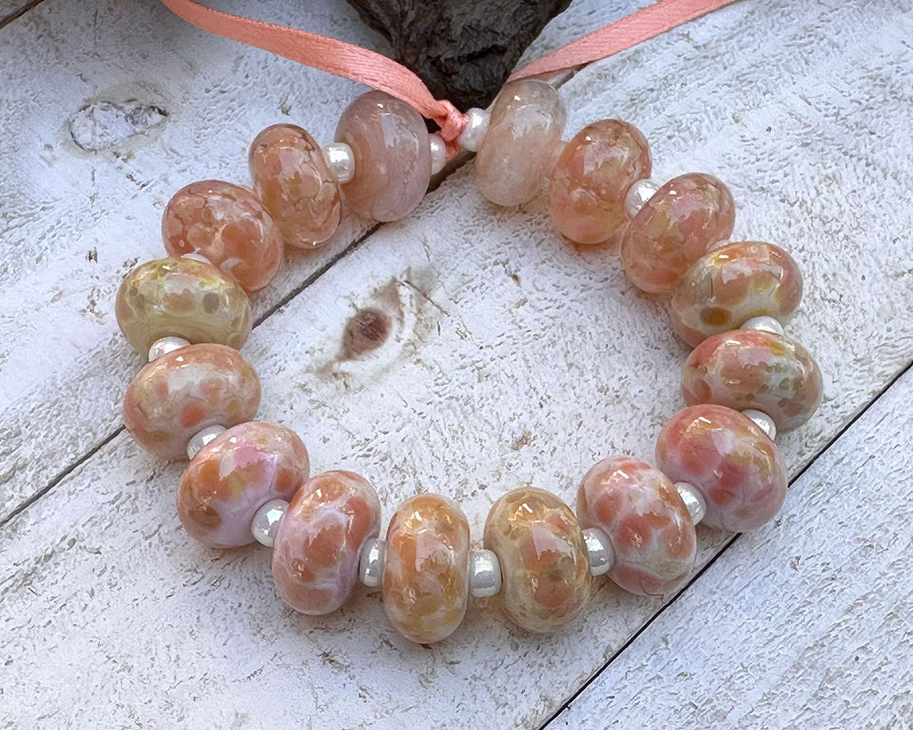 peach lampwork beads