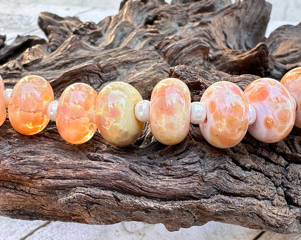 peach lampwork beads