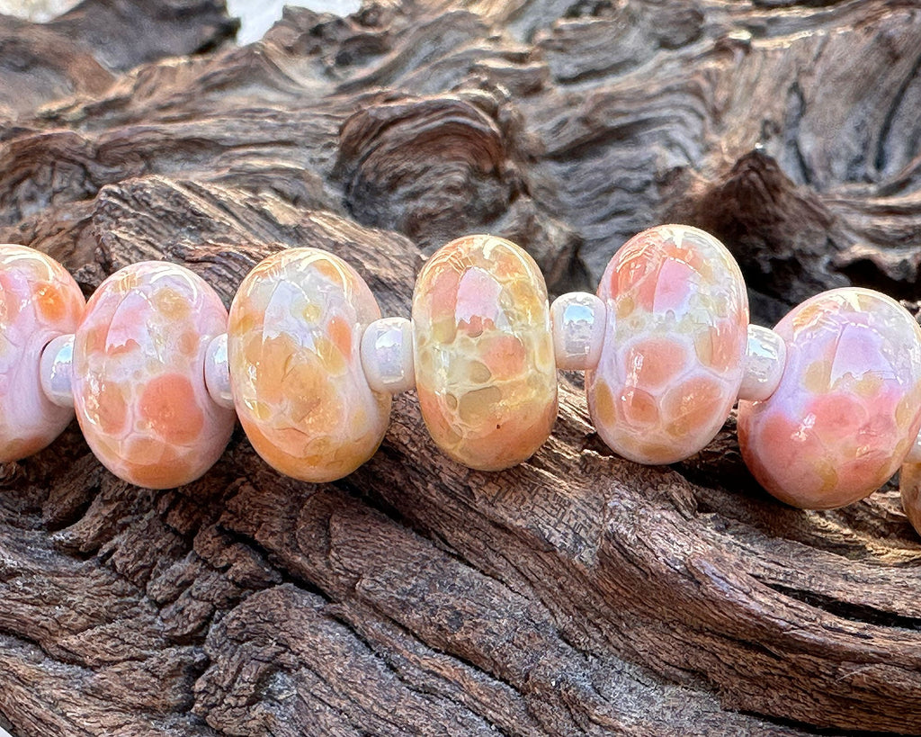 peach lampwork beads