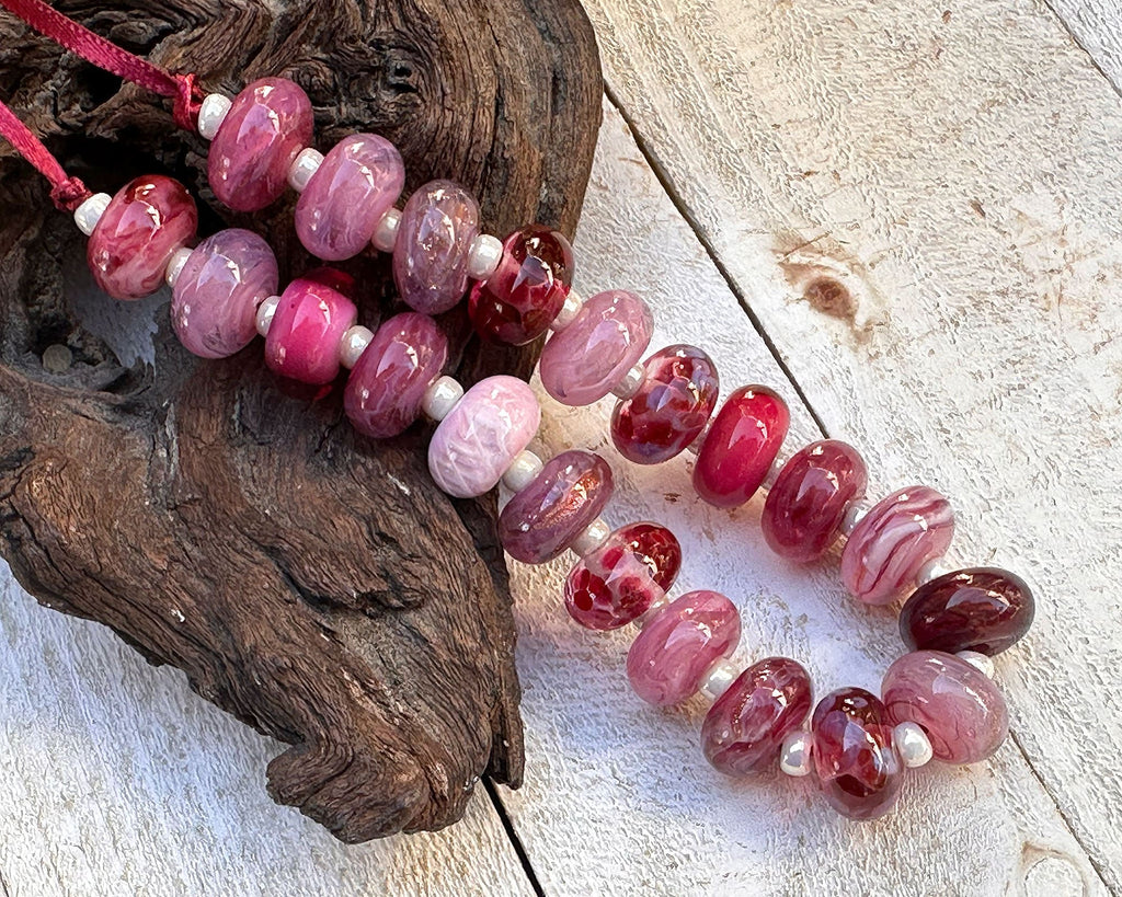 pink lampwork beads