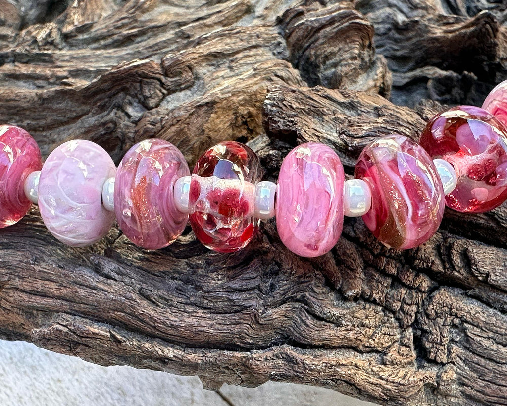 pink lampwork beads