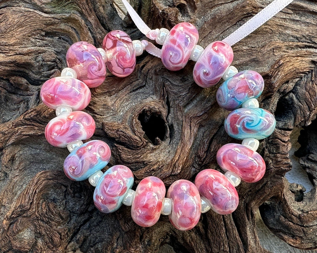 pink lampwork beads