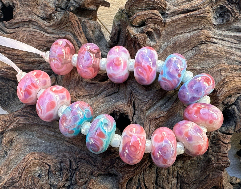 pink lampwork beads