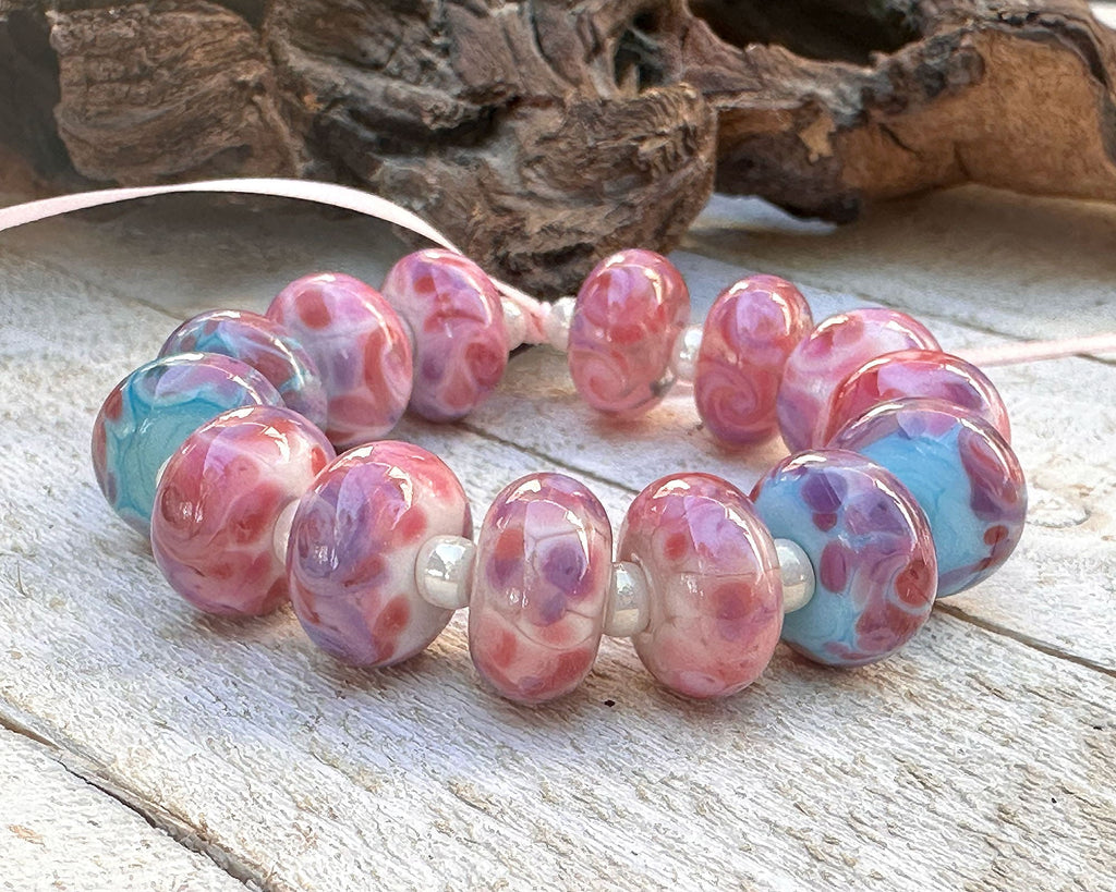 pink lampwork beads