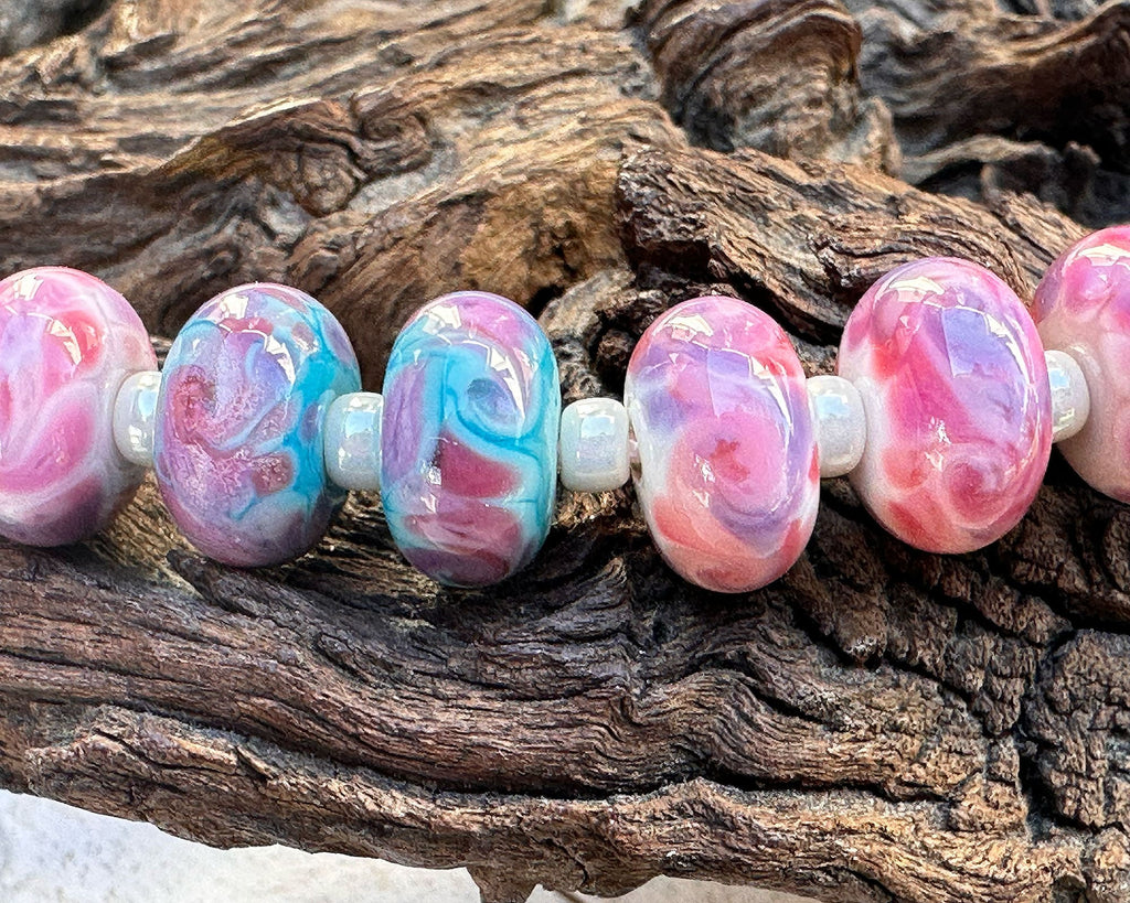 pink lampwork beads