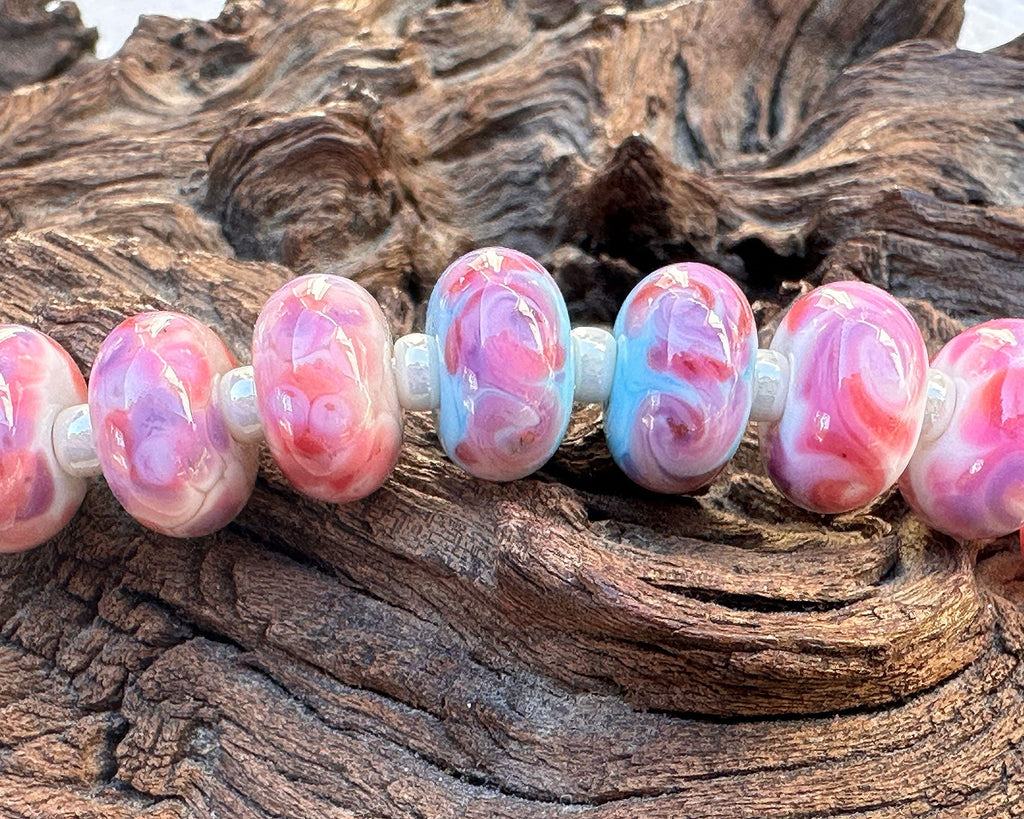 pink lampwork beads