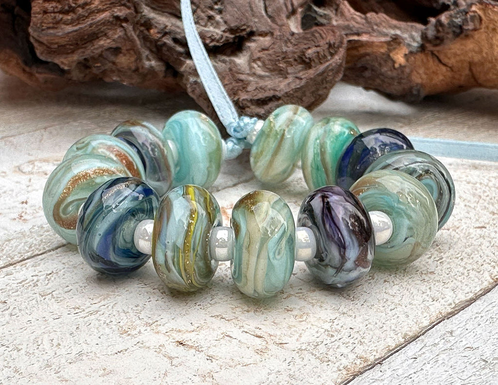 blue lampwork beads