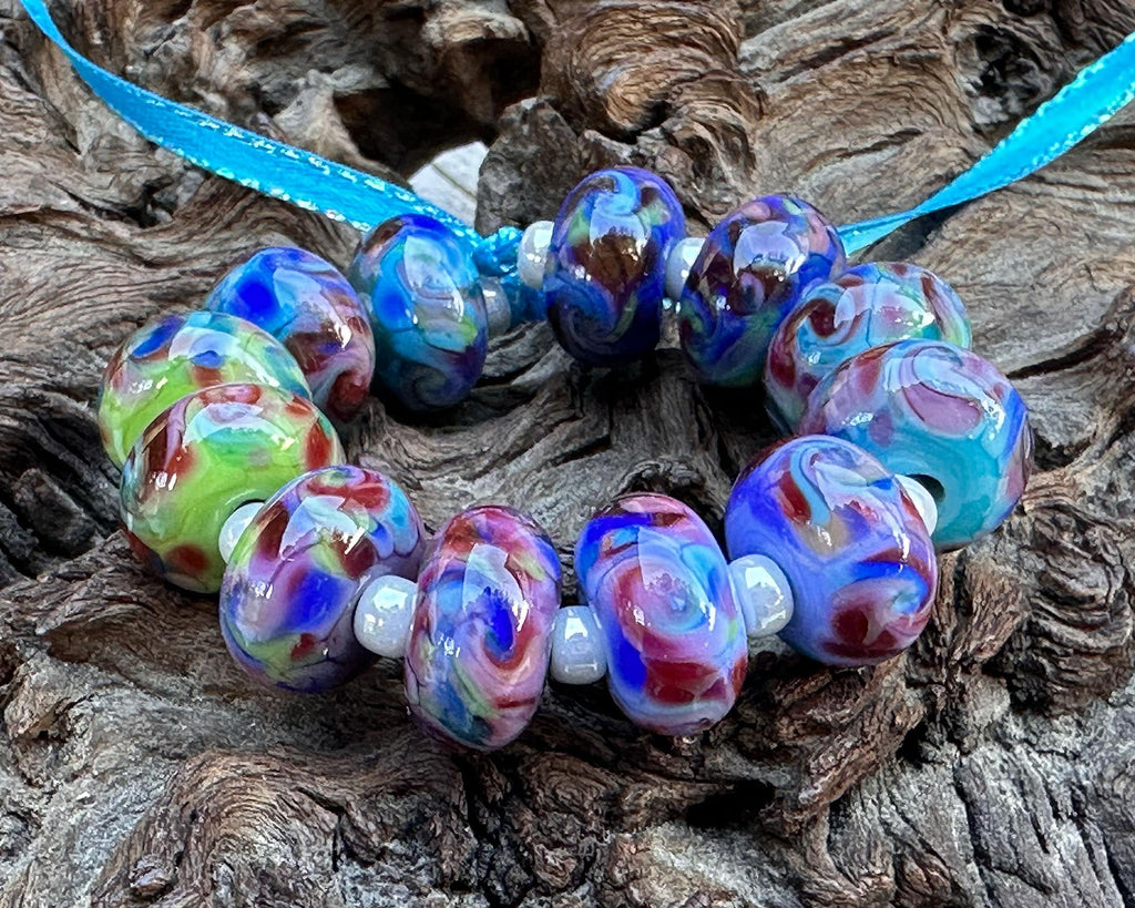 blue lampwork beads