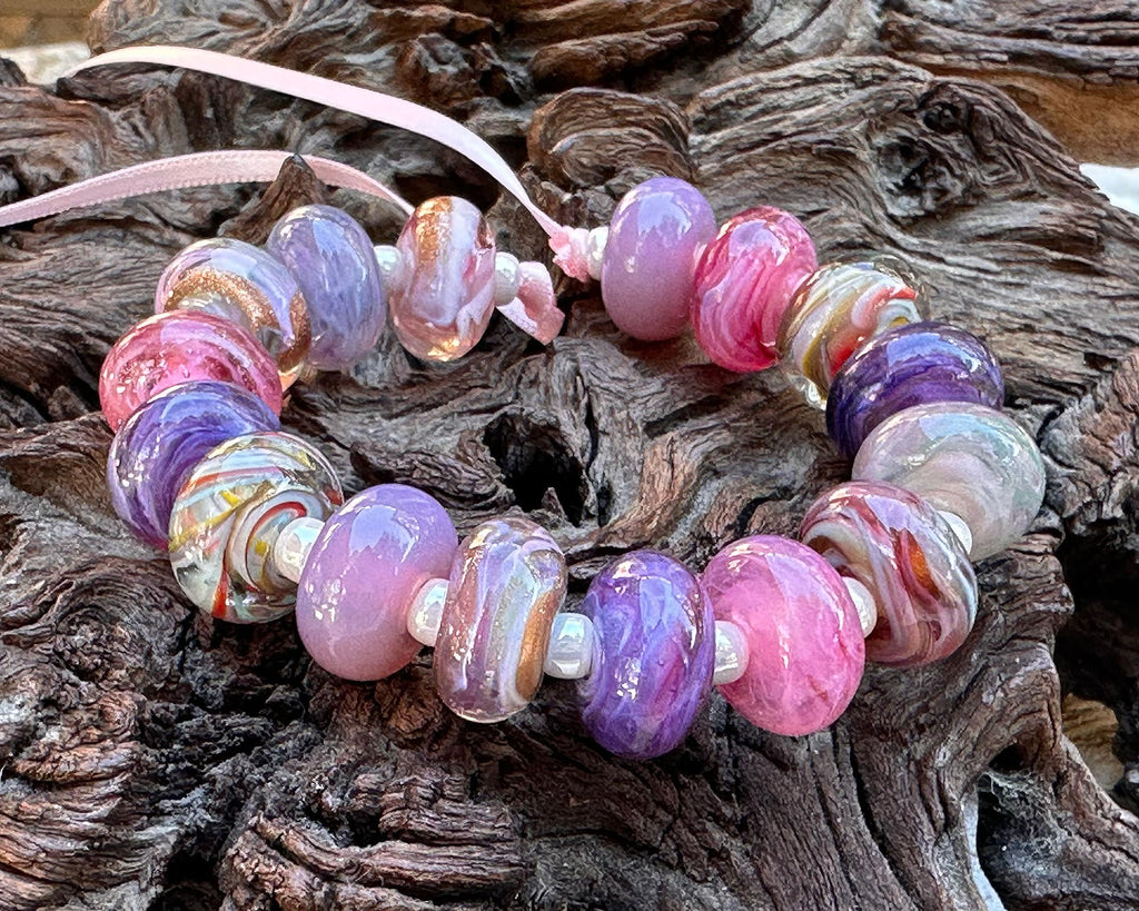 pink lampwork beads