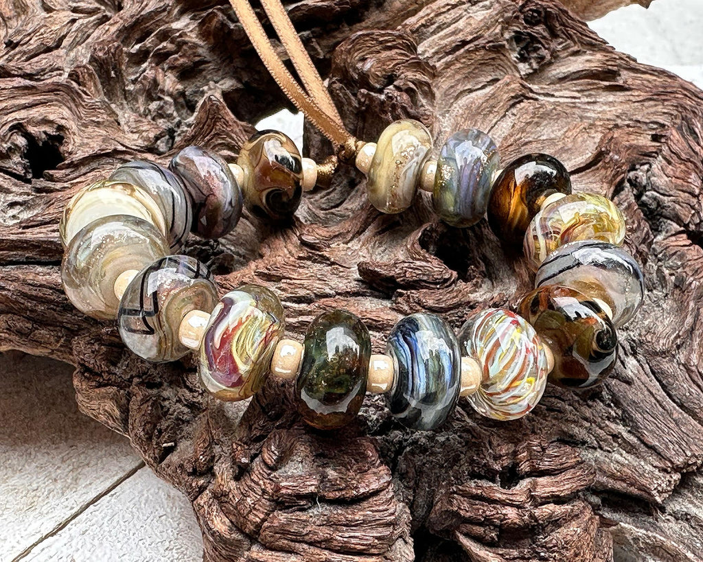 brown lampwork beads