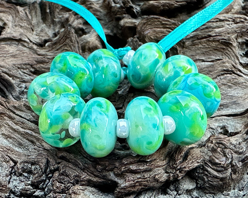 blue lampwork beads