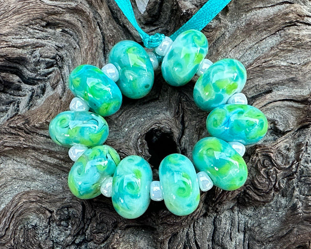 blue lampwork beads