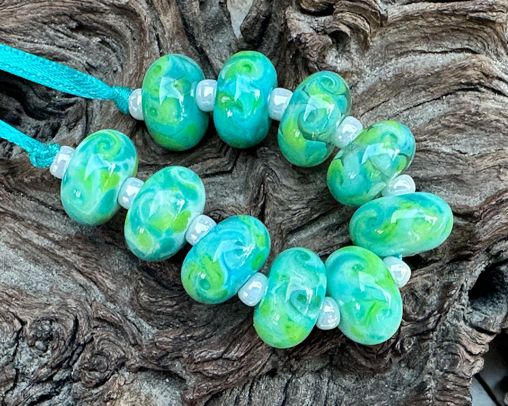 blue lampwork beads