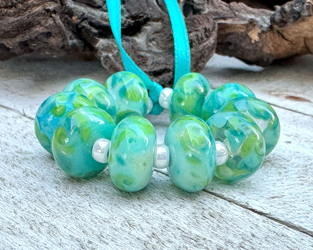 blue lampwork beads