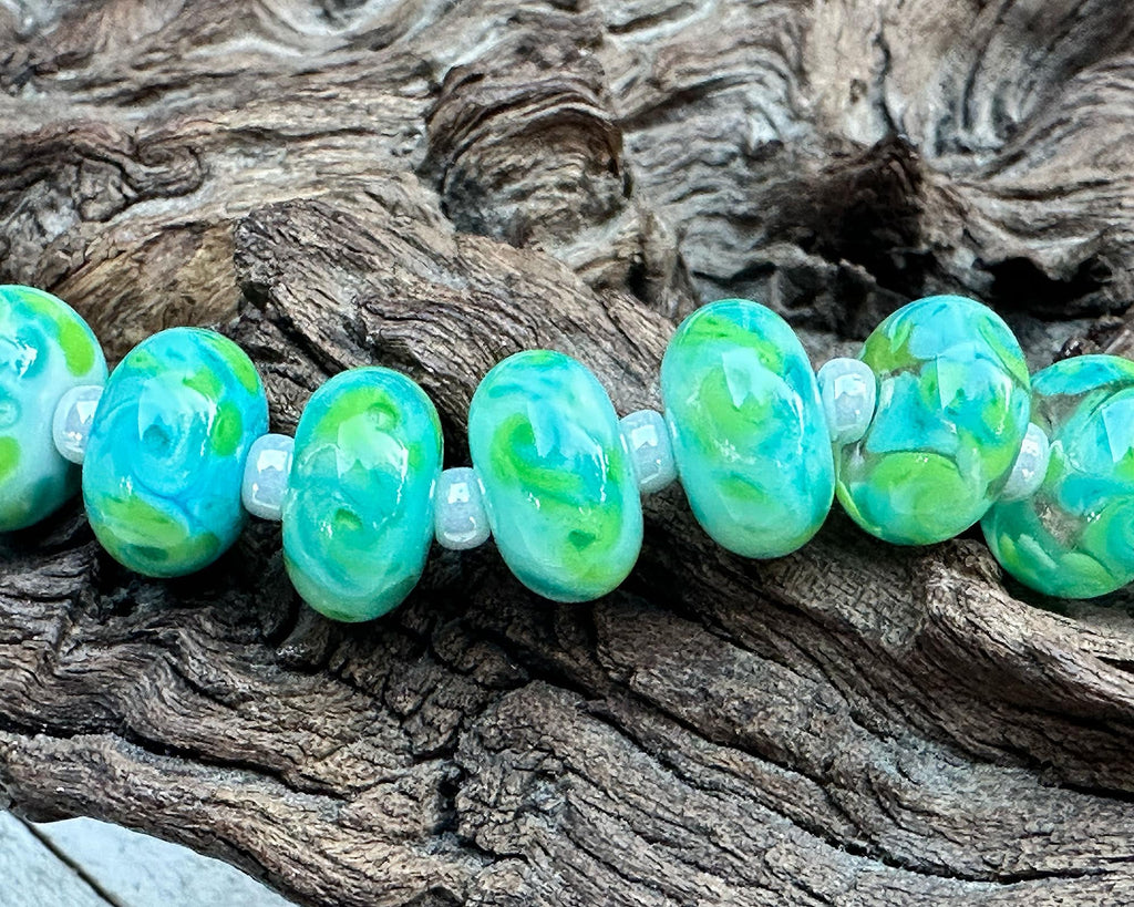 blue lampwork beads