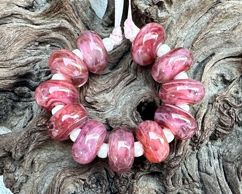 pink lampwork beads