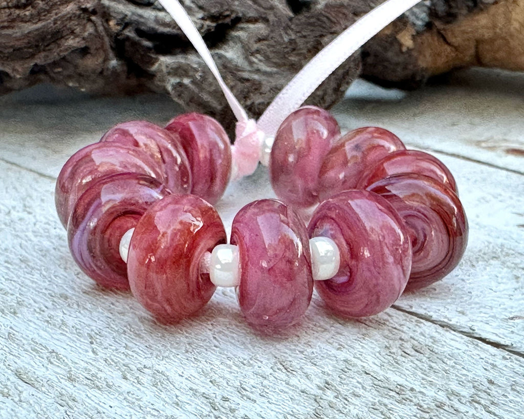 pink lampwork beads