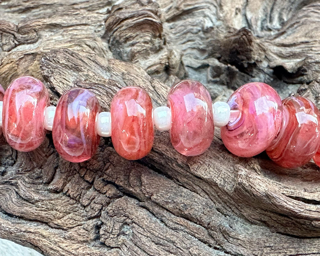 pink lampwork beads