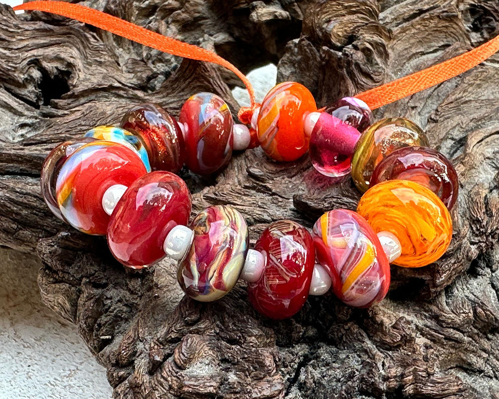 red lampwork beads