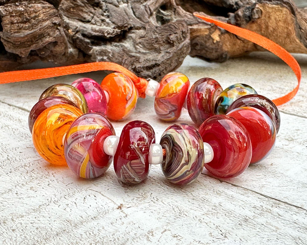 red lampwork beads