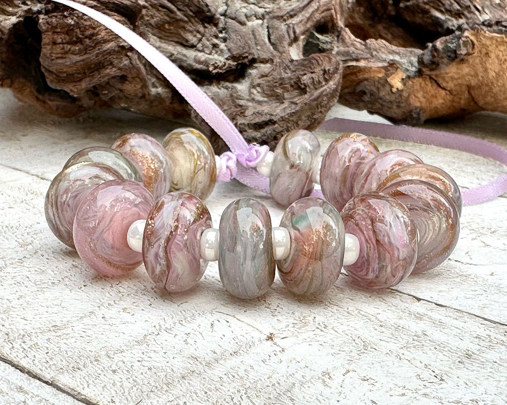 pink lampwork beads