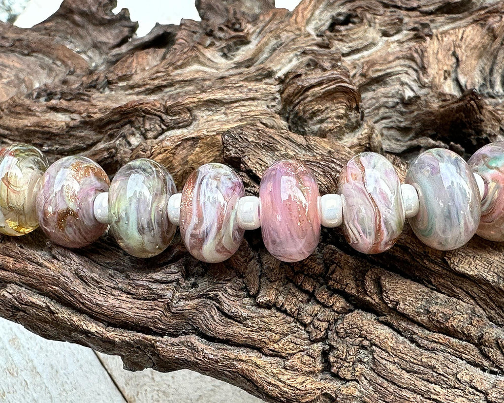 pink lampwork beads