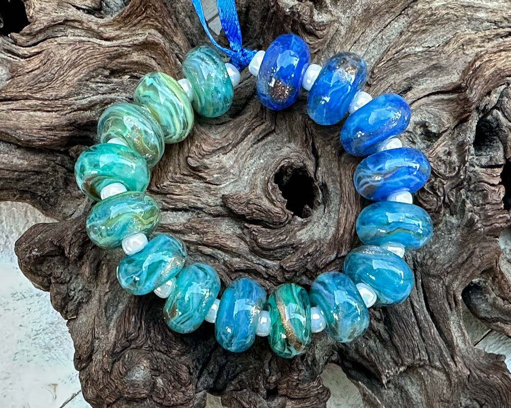 blue lampwork beads