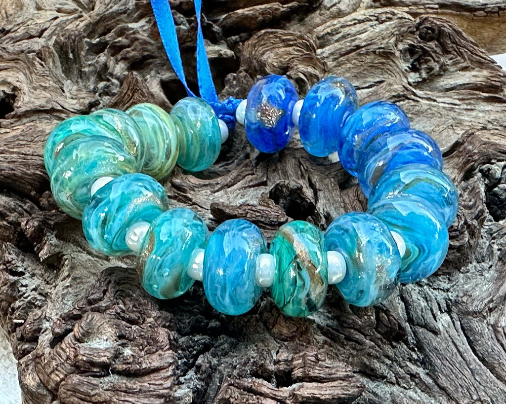 blue lampwork beads