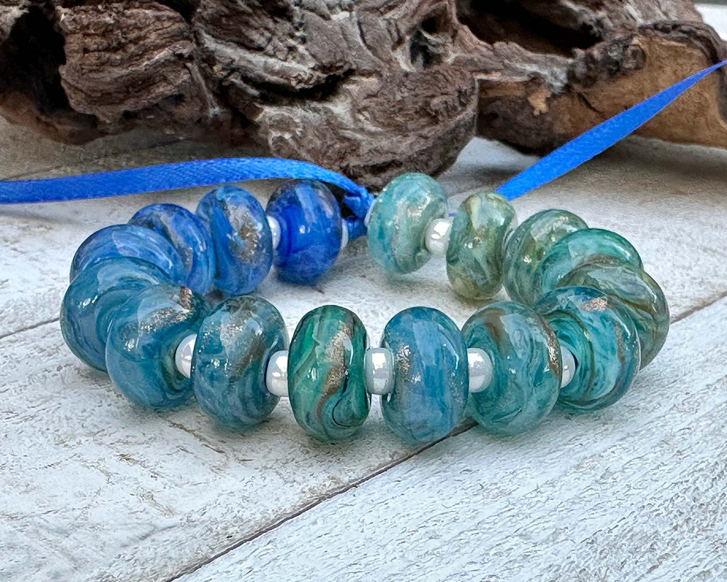 blue lampwork beads