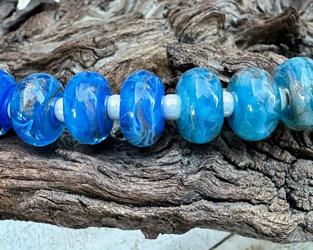 blue lampwork beads