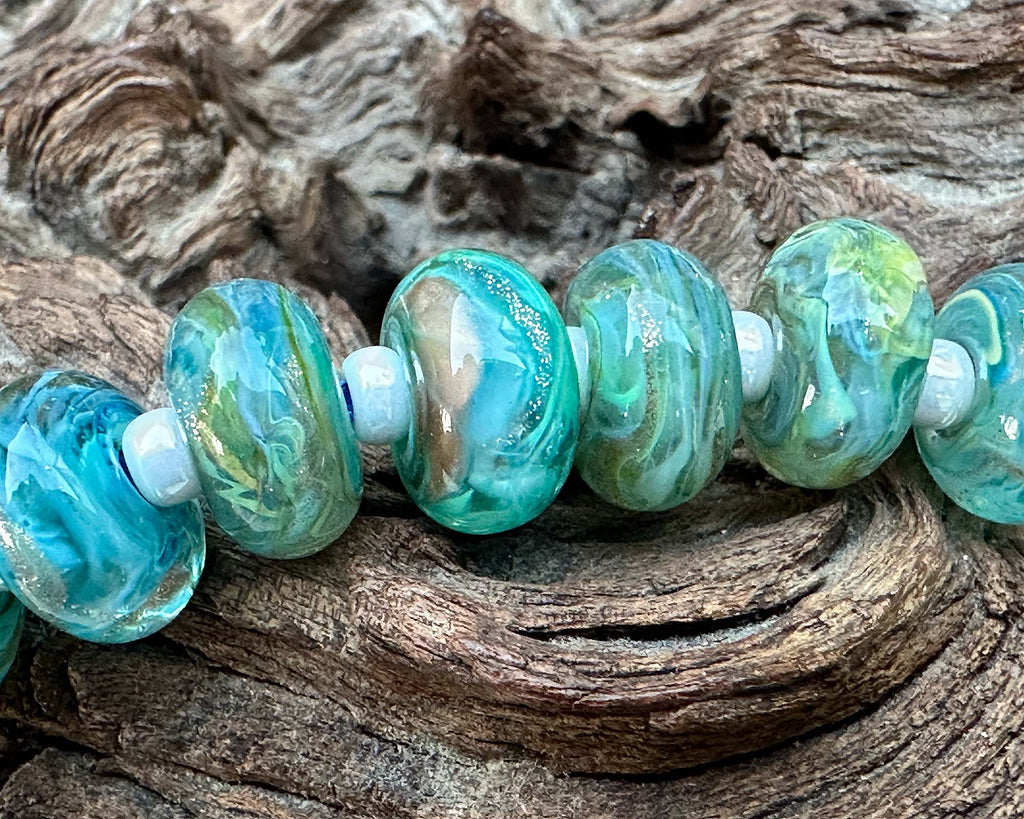 blue lampwork beads