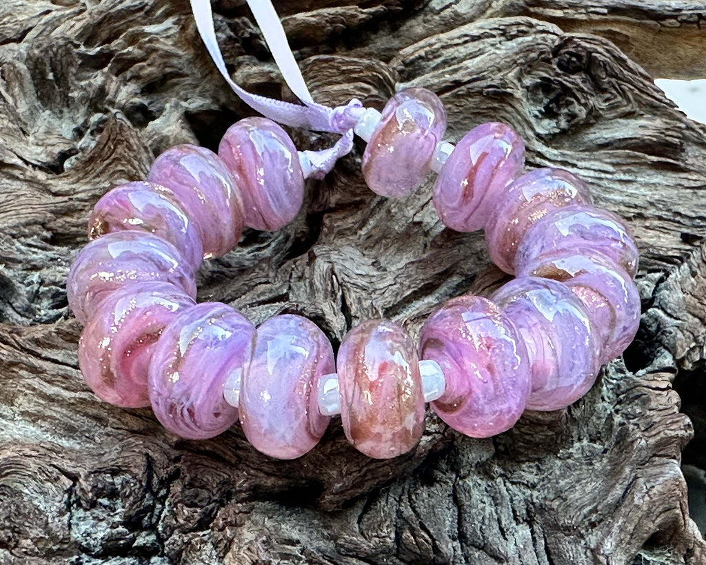 pink lampwork beads