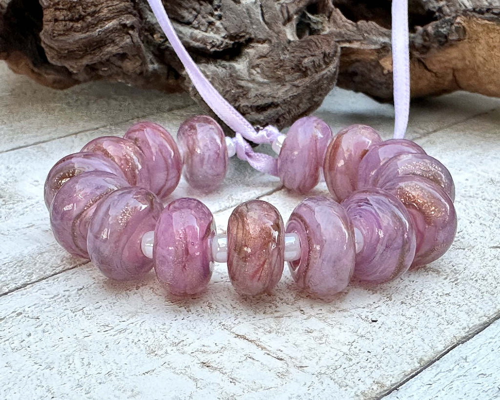 pink lampwork beads