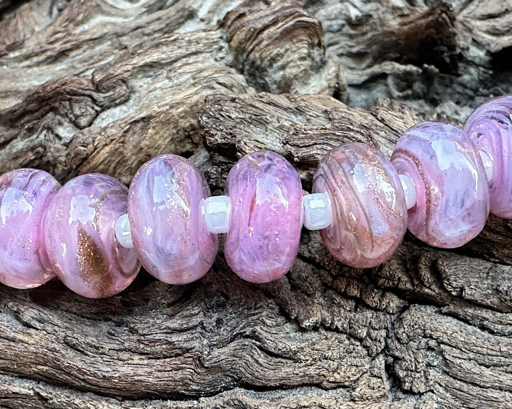 pink lampwork beads