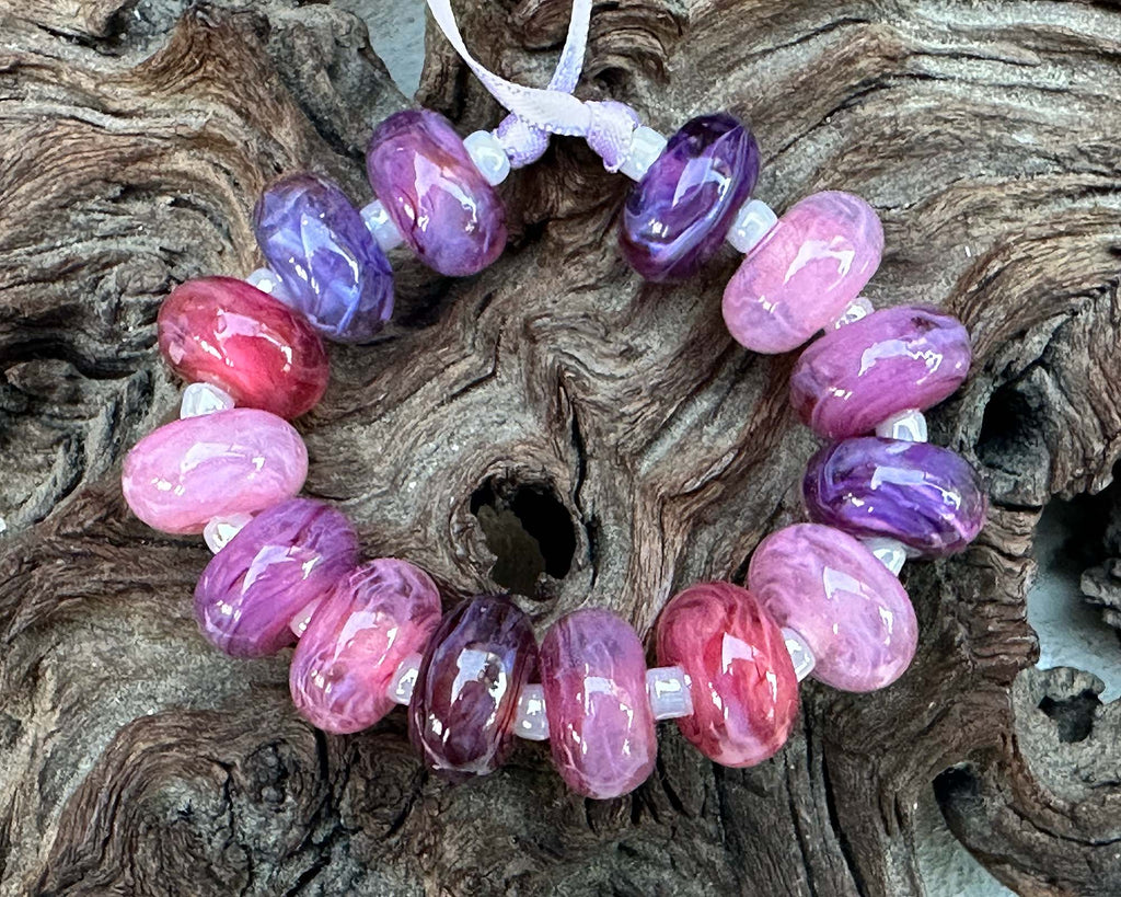 pink lampwork beads