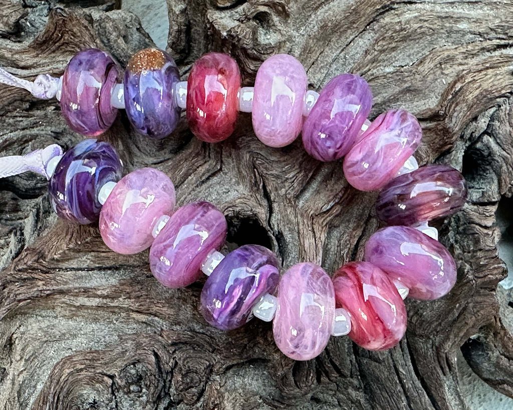 pink lampwork beads