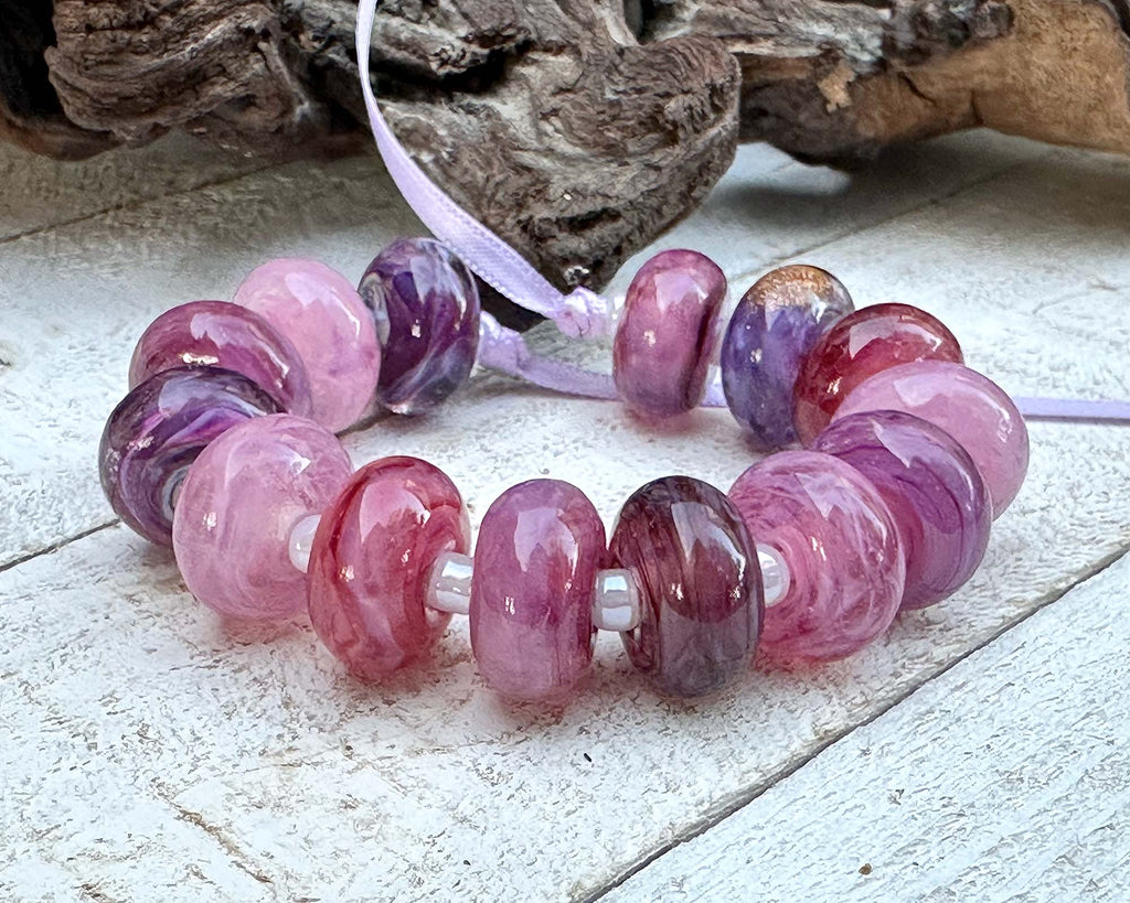 pink lampwork beads